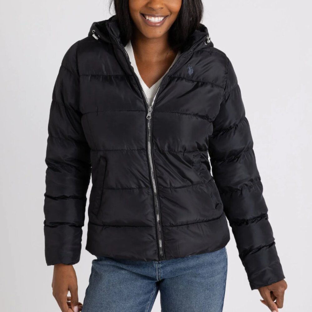 U.S. Polo Assn. Black Hooded Puffer Jacket - Women's sz S